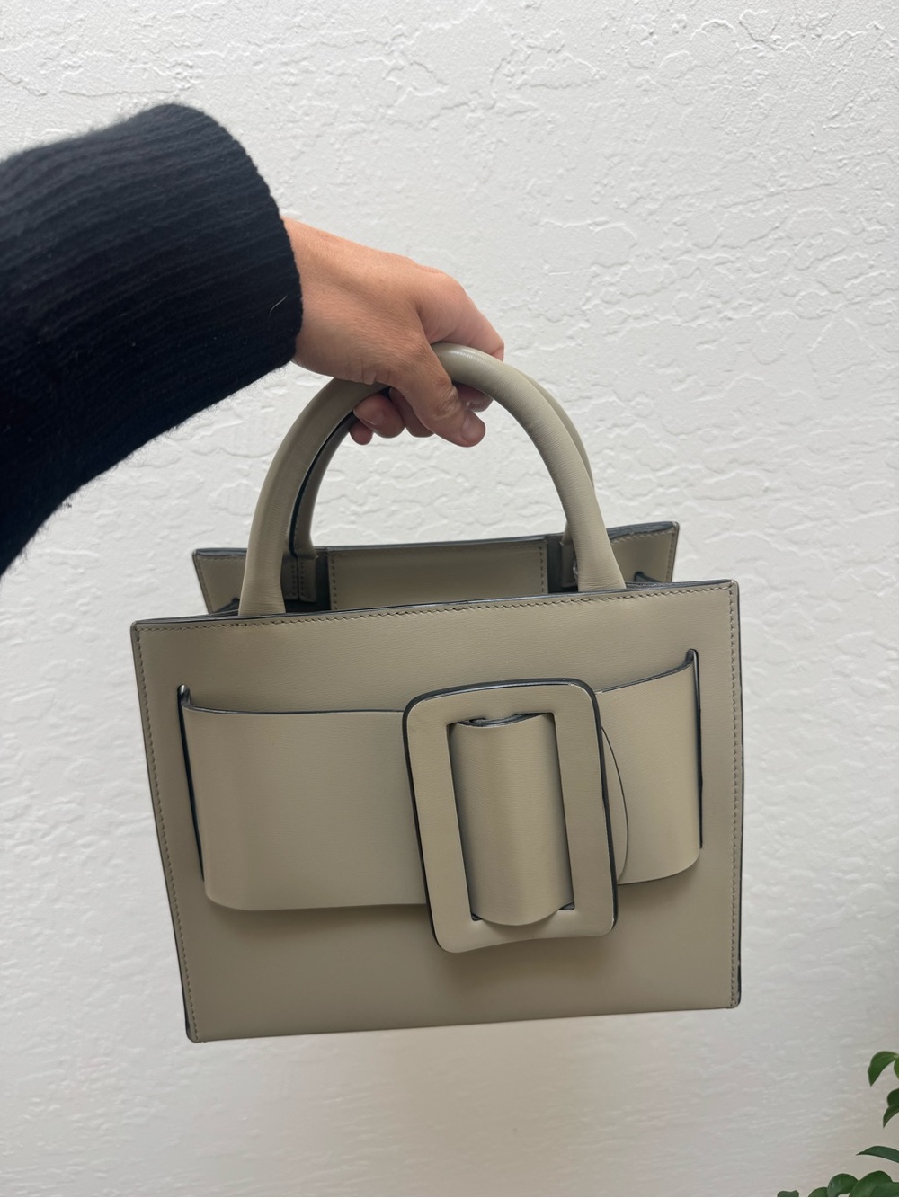 Authentic BOYY Bobby 23 Buckle Handbag with Shoulder Strap in neutral sage green